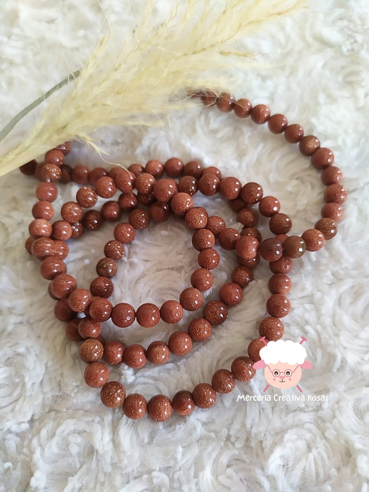 Tira piedra natural goldstone marrón 6 mm